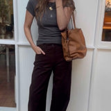 Heath Double Layered Top - Charcoal