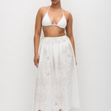 Broderie Midi Skirt - White