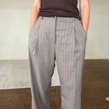 Twin Button Pant  - Pin Stripe Bark