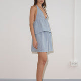 Button Halter - Blue Stripe