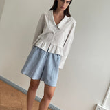 Press Stud Short - Blue Stripe