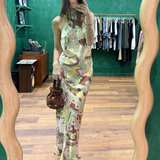 Maura Bianca Abstract Dress - Green
