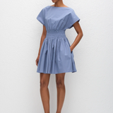 Shirred Waist Mini Dress - Steel