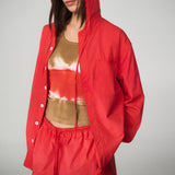 Hood Shirt Jacket - Scarlet