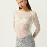 Long Sleeve Lace Dress - Optic White