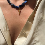 Lapis Pebble Nike Necklace