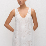 Broderie Tank Mini Dress - White