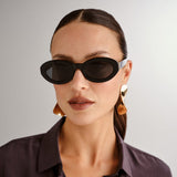 SLM136001 Oval Frame Sunglasses - Black