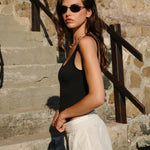 Nagnata Organic Loom Box Knit Short Blanc on model
