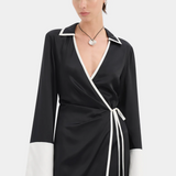 Yasmine Wrap Shirt Dress - Black