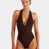 Adriana Beaded Swim - Metallic Chocolate