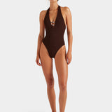 Adriana Beaded Swim - Metallic Chocolate