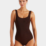 Coverage Square Neck Swim - Metallic Chocolate