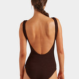 Coverage Square Neck Swim - Metallic Chocolate