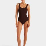 Coverage Square Neck Swim - Metallic Chocolate