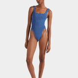 Square Neck Swim - Metallic Denim