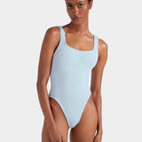 Square Neck Swim - Metallic Ice Blue