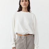 Drawstring Long Sleeve Top - Off White