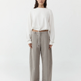 Drawstring Long Sleeve Top - Off White