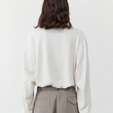 Drawstring Long Sleeve Top - Off White