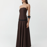 Strapless Rouleau Dress - Bark