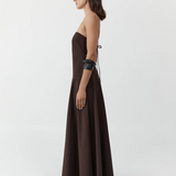 Strapless Rouleau Dress - Bark