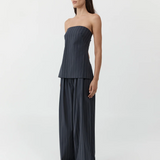 Strapless Rouleau Tie Top - Ink Stripe