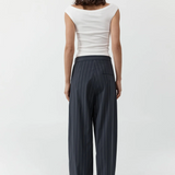 Stripe Relaxed Pleat Pants - Ink Stripe