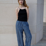 Linen Ease Trouser - Azure Stripe