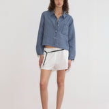 Double Placket Shirt - Azure Stripe