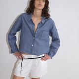 Double Placket Shirt - Azure Stripe
