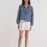 Double Placket Shirt - Azure Stripe