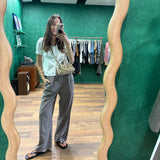 Belt Loop Pant - Grey Pink Stripe