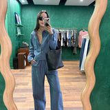 Double Placket Shirt - Azure Stripe