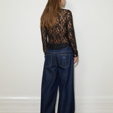 Asymmetric Lace Top - Black