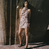 Back Wrap Mini Dress - Blossom Ice