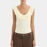Marcelline Fringe Bodysuit - Ivory
