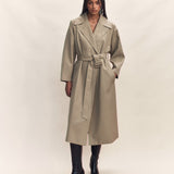 Janne Wool Silk Waterproof Trench - Khaki