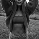 Houndstooth Wool Bralet - Spice