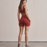 Houndstooth Wool Bralet - Crimson