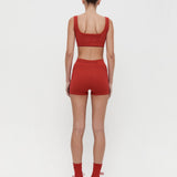 Houndstooth Wool Bralet - Crimson