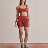Houndstooth Wool Mini Short - Crimson