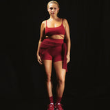 Houndstooth Wool Mini Short - Crimson