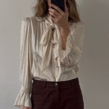 Evanora Top - Floral Trail Jacquard Champagne