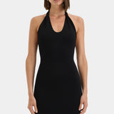 Solari Halter Twist Dress - Black