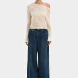 Strobe Long Sleeve Cowl Top - Cream