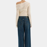 Strobe Long Sleeve Cowl Top - Cream