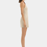 Moretti Halter Mini Dress - Natural