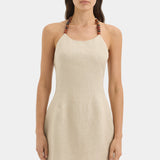 Moretti Halter Mini Dress - Natural