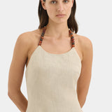 Moretti Halter Mini Dress - Natural
